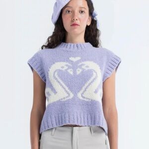 Arthur Purple Swan Vest Sweater